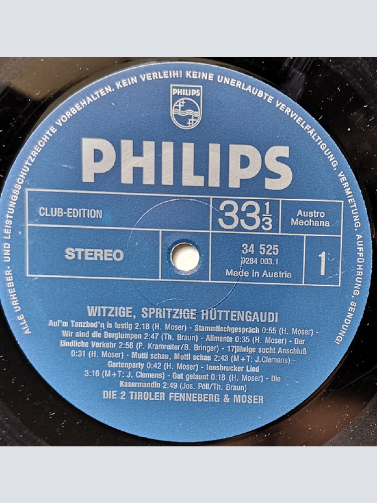 Vinyl / Die 2 Tiroler Fenneberg & Moser* - Witzig, Spritzige Hüttengaudi