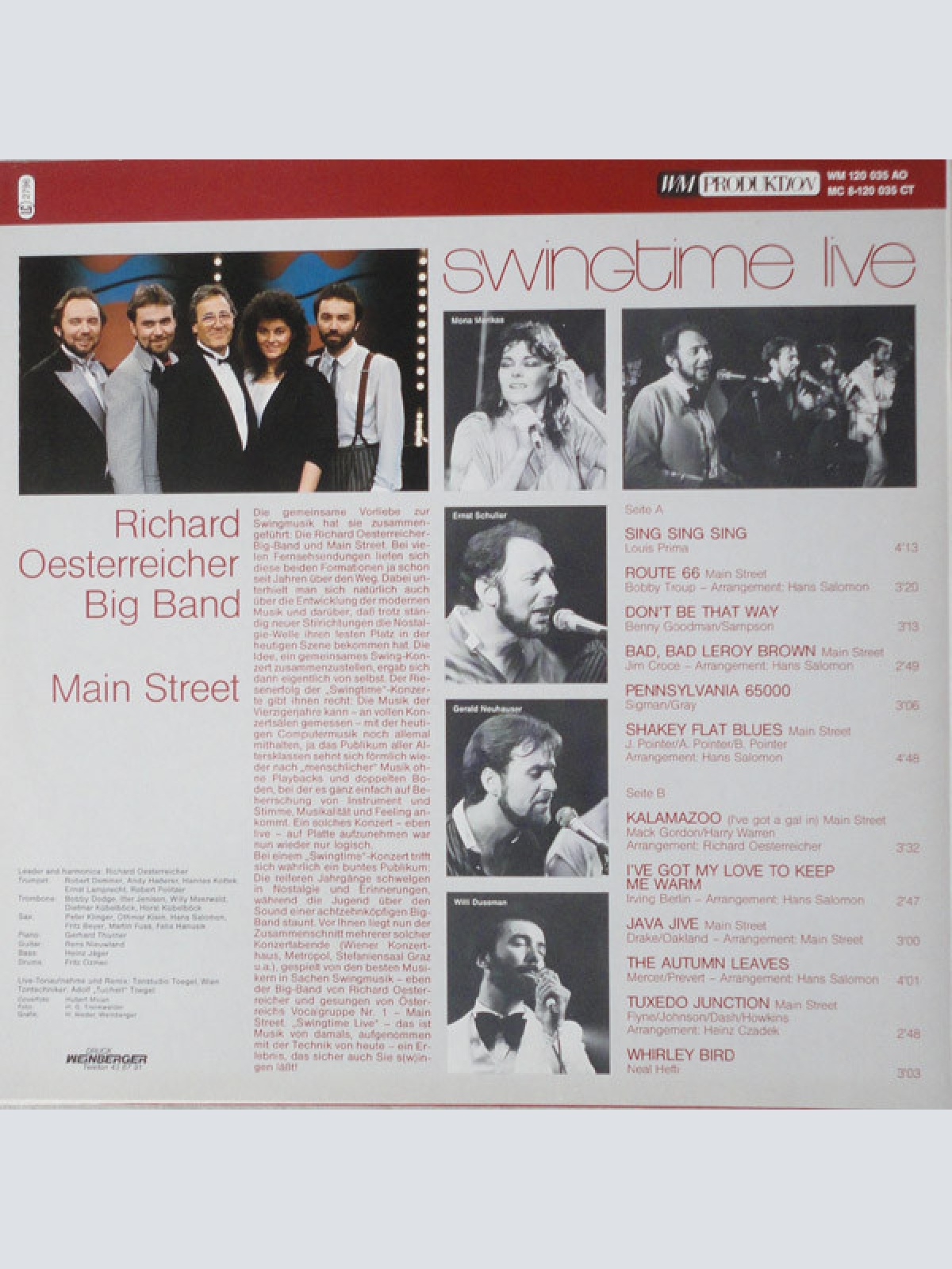 Vinyl / Richard Oesterreicher Big Band*, Main Street* - Swingtime Live