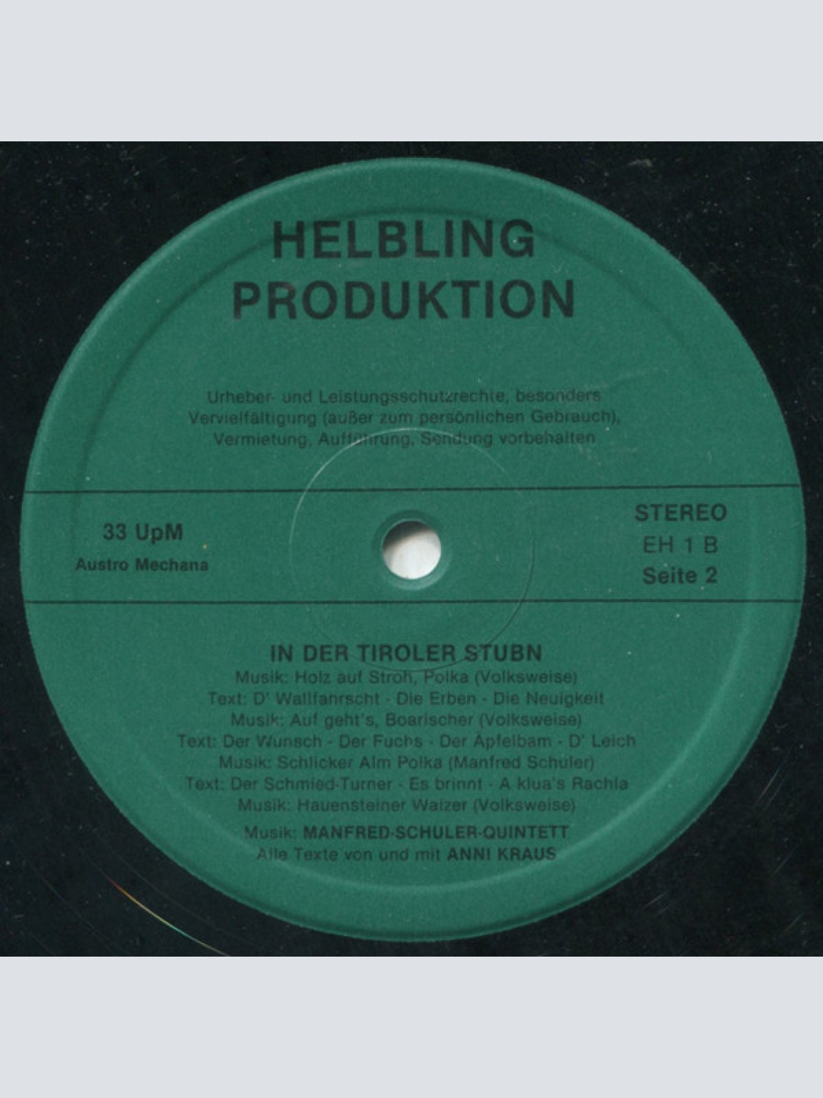 Vinyl / Anni Kraus, Manfred Schuler-Quintett - In Der Tiroler Stubn
