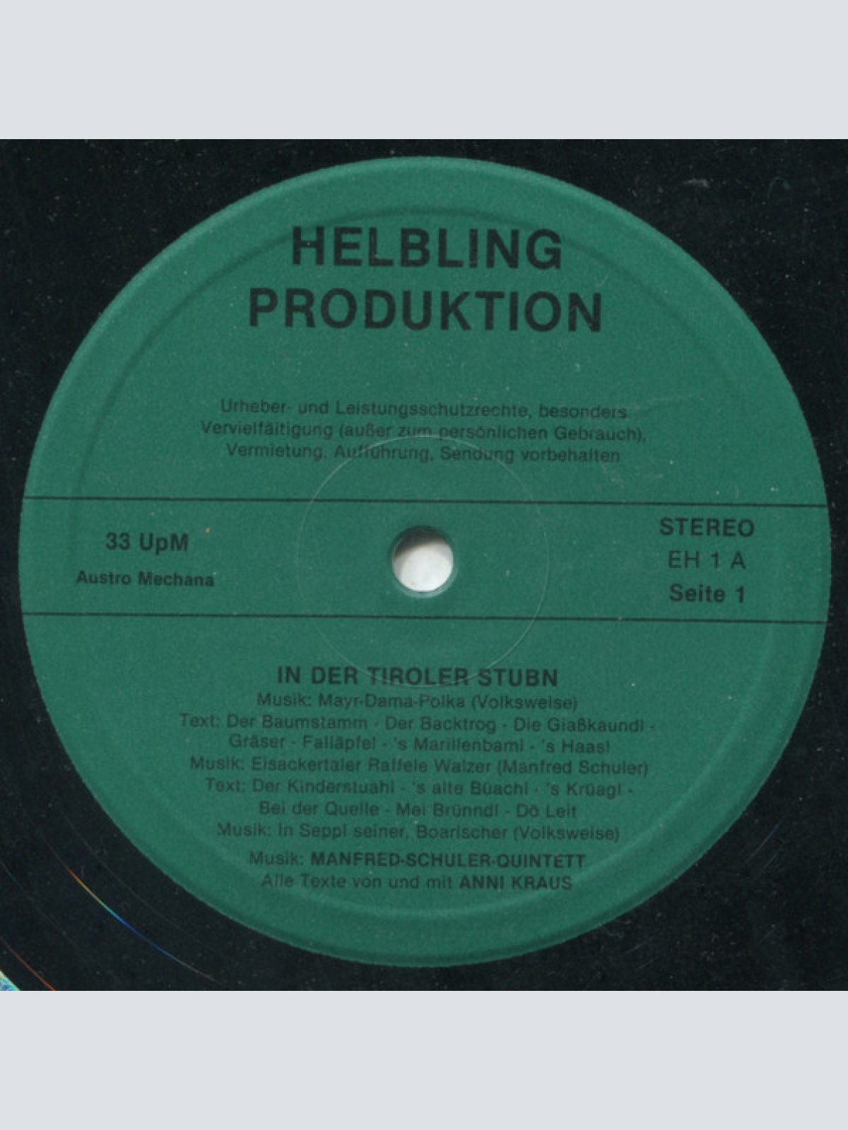 Vinyl / Anni Kraus, Manfred Schuler-Quintett - In Der Tiroler Stubn