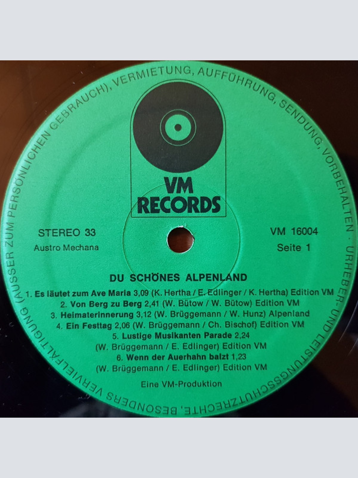 Vinyl / Erich Edlinger - Du Schönes Alpenland - Die Schönsten Jodel-Lieder Aus Den Alpen