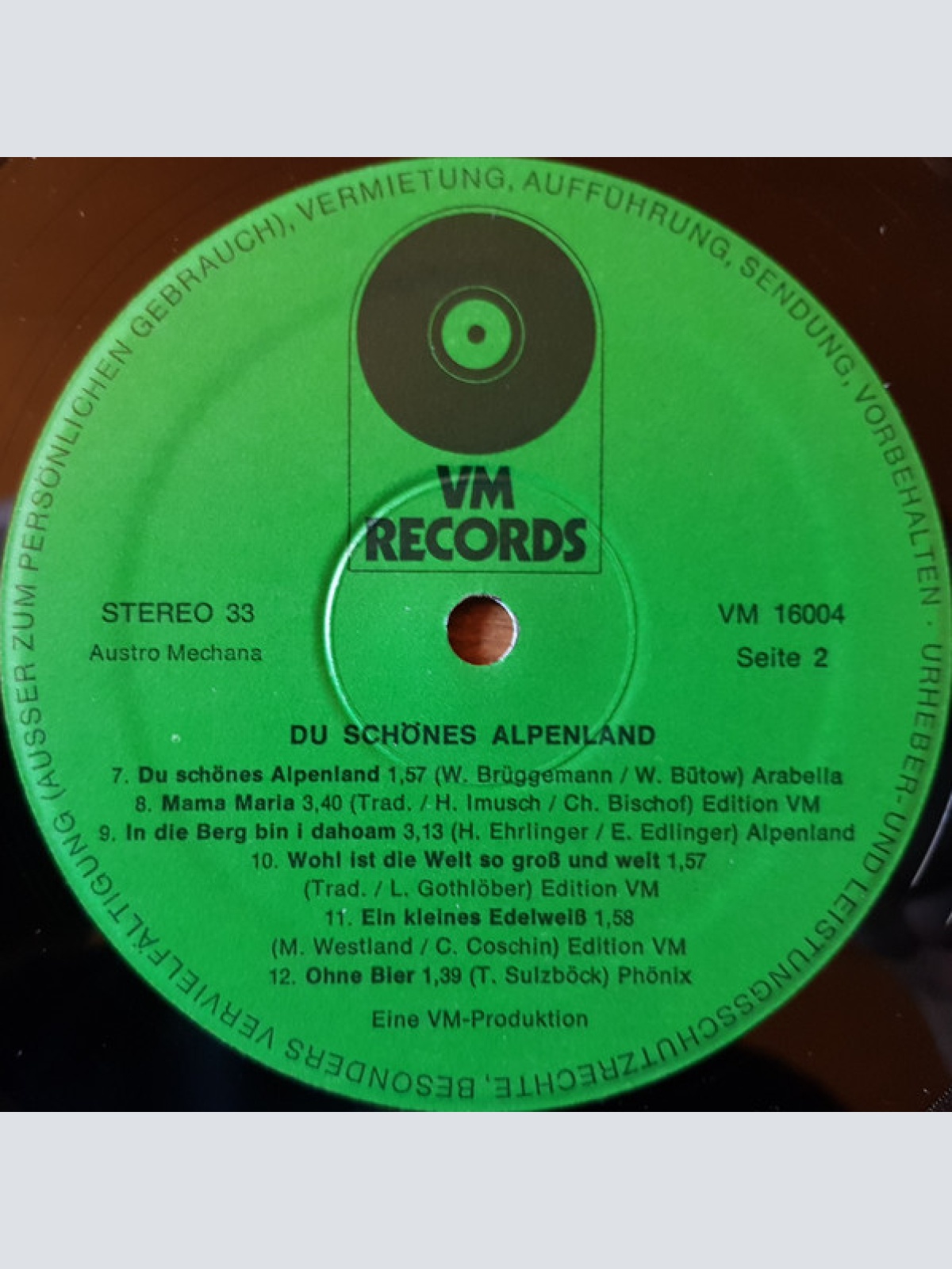 Vinyl / Erich Edlinger - Du Schönes Alpenland - Die Schönsten Jodel-Lieder Aus Den Alpen