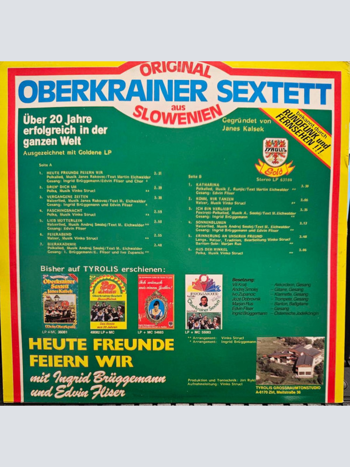 Vinyl / Orig. Oberkrainer Sextett* Mit Ingrid Brüggeman* Und Edvin Fliser - Heute Freunde Feiern Wir