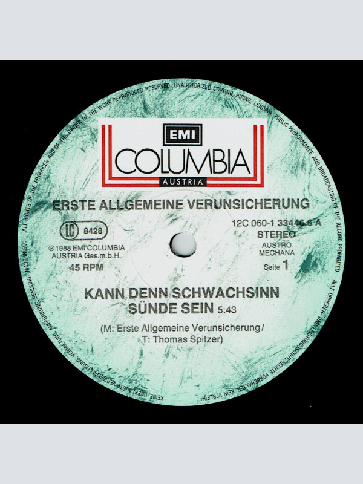 Vinyl / Erste Allgemeine Verunsicherung* - Kann Denn Schwachsinn Sünde Sein...?