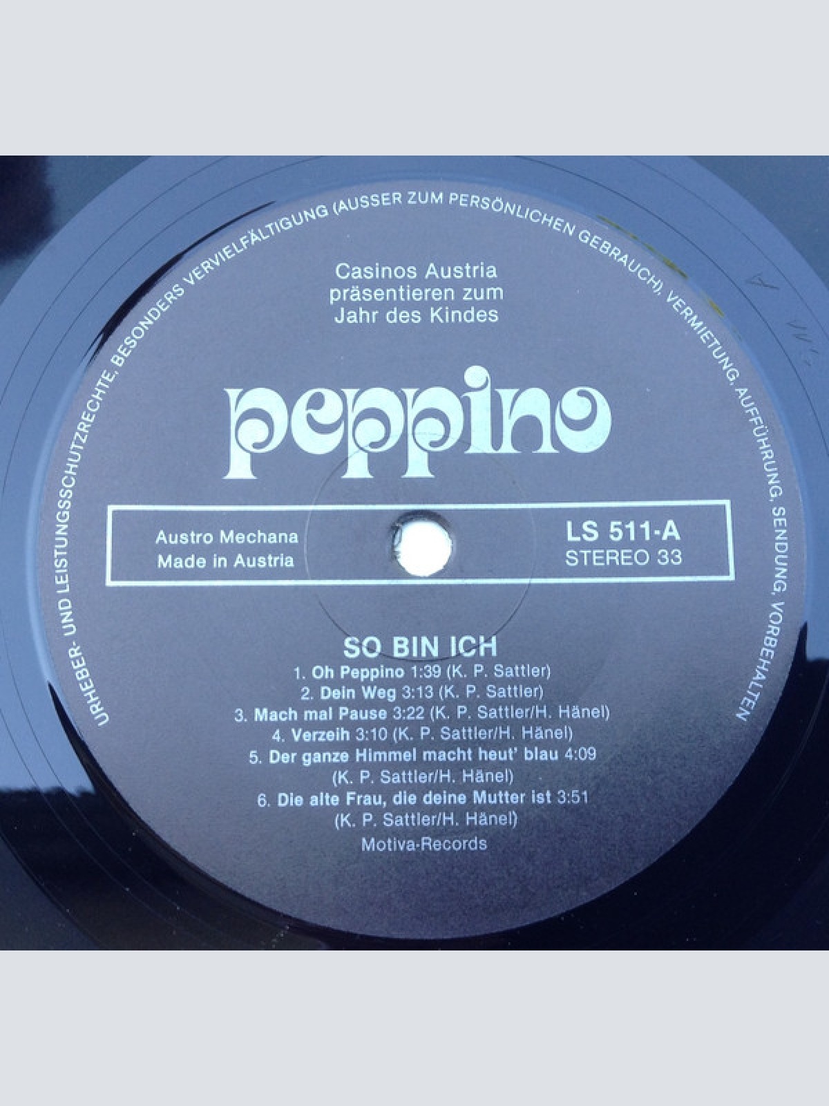 Vinyl / Peppino* - So Bin Ich