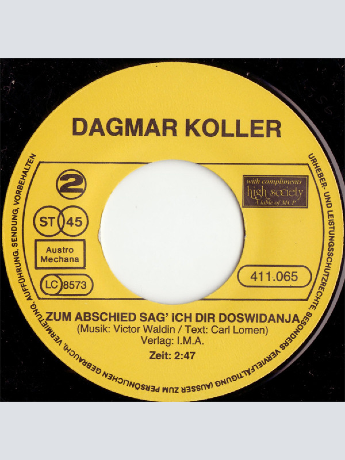Vinyl / Dagmar Koller - Auch In Moskau Weint Man Tränen / Zum Abschied Sag' Ich Dir Doswidanja