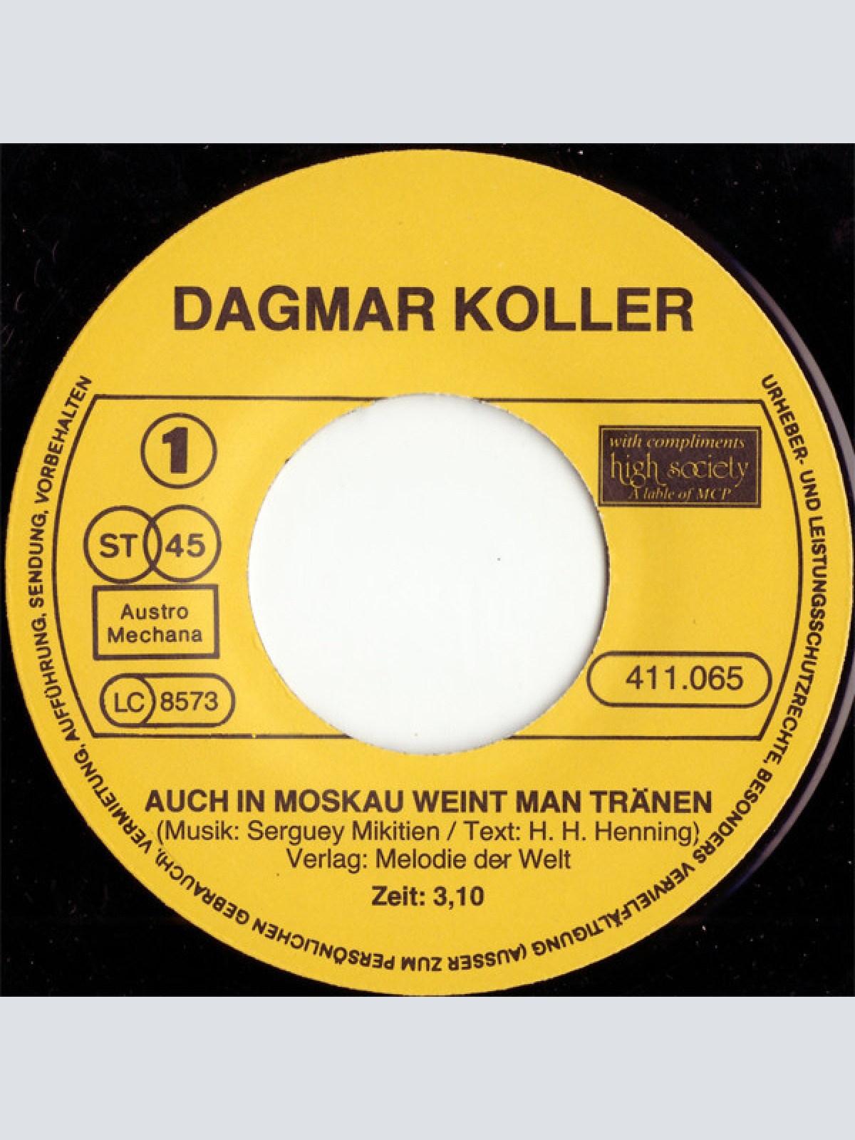 Vinyl / Dagmar Koller - Auch In Moskau Weint Man Tränen / Zum Abschied Sag' Ich Dir Doswidanja