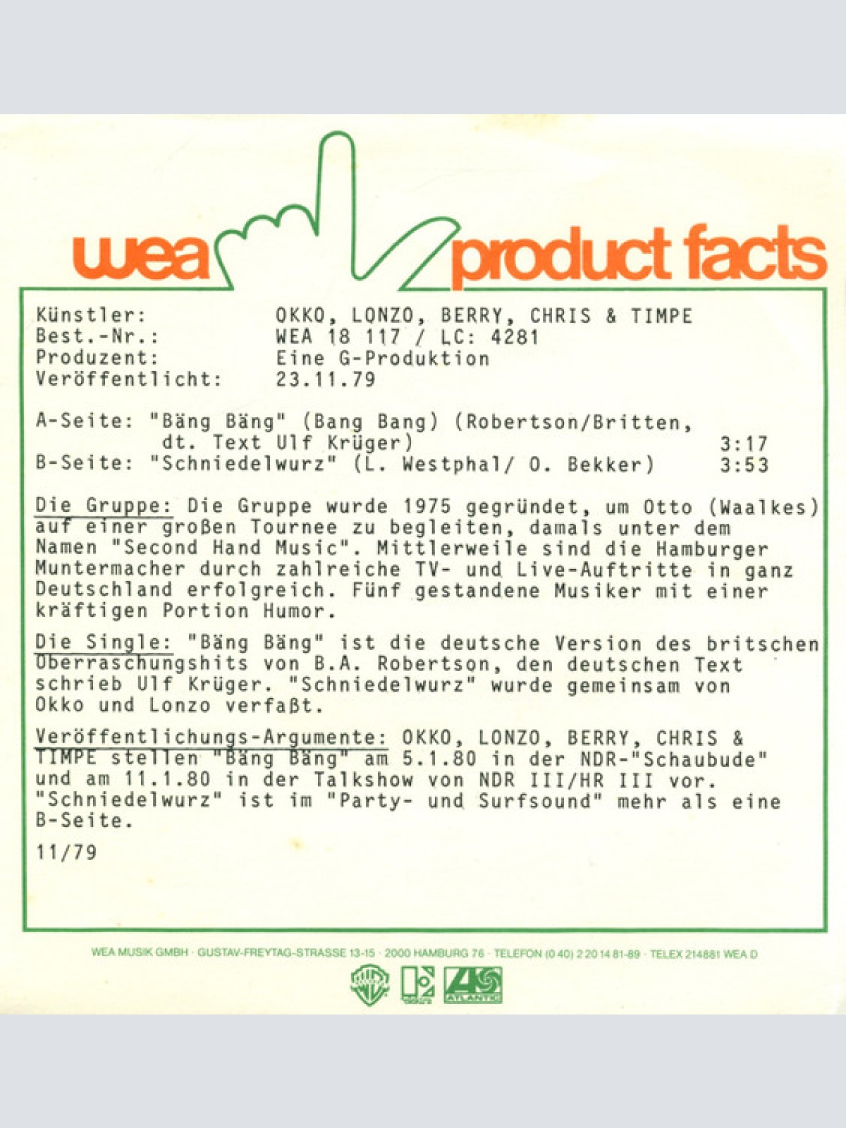 Vinyl / Okko, Lonzo, Berry, Chris & Timpe - Bäng Bäng