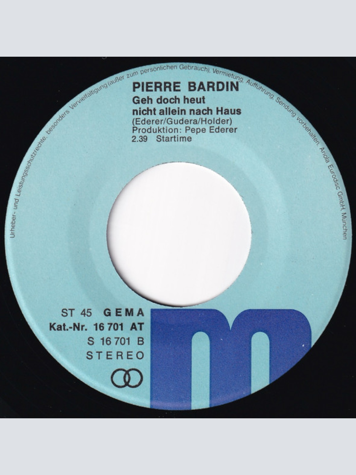 Vinyl / Pierre Bardin - Oui Oui Madeleine - Geh Doch Heut Nicht Allein Nach Haus