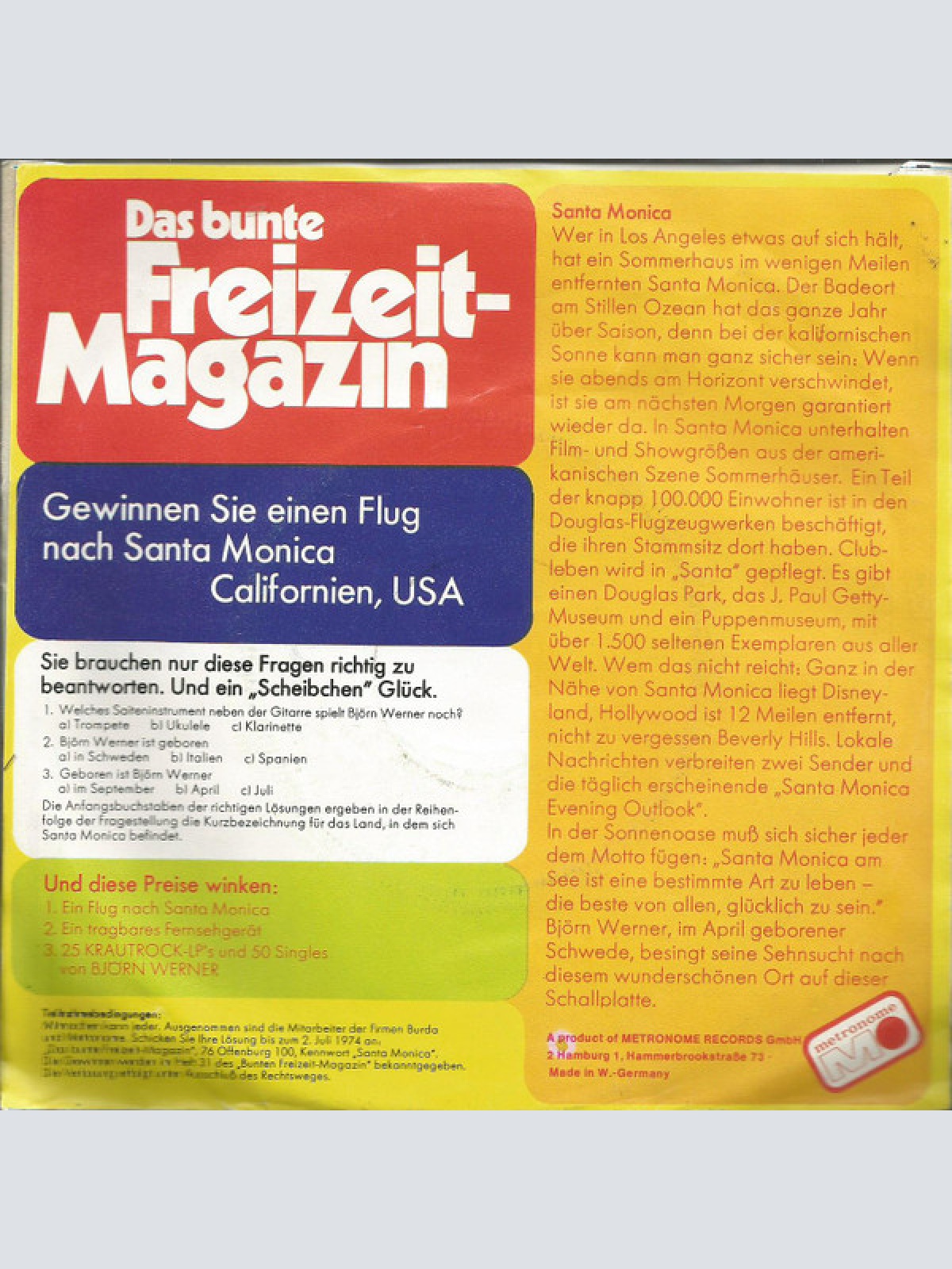 Vinyl / Björn Werner - Santa Monica / Ein Neuer Tag Beginnt