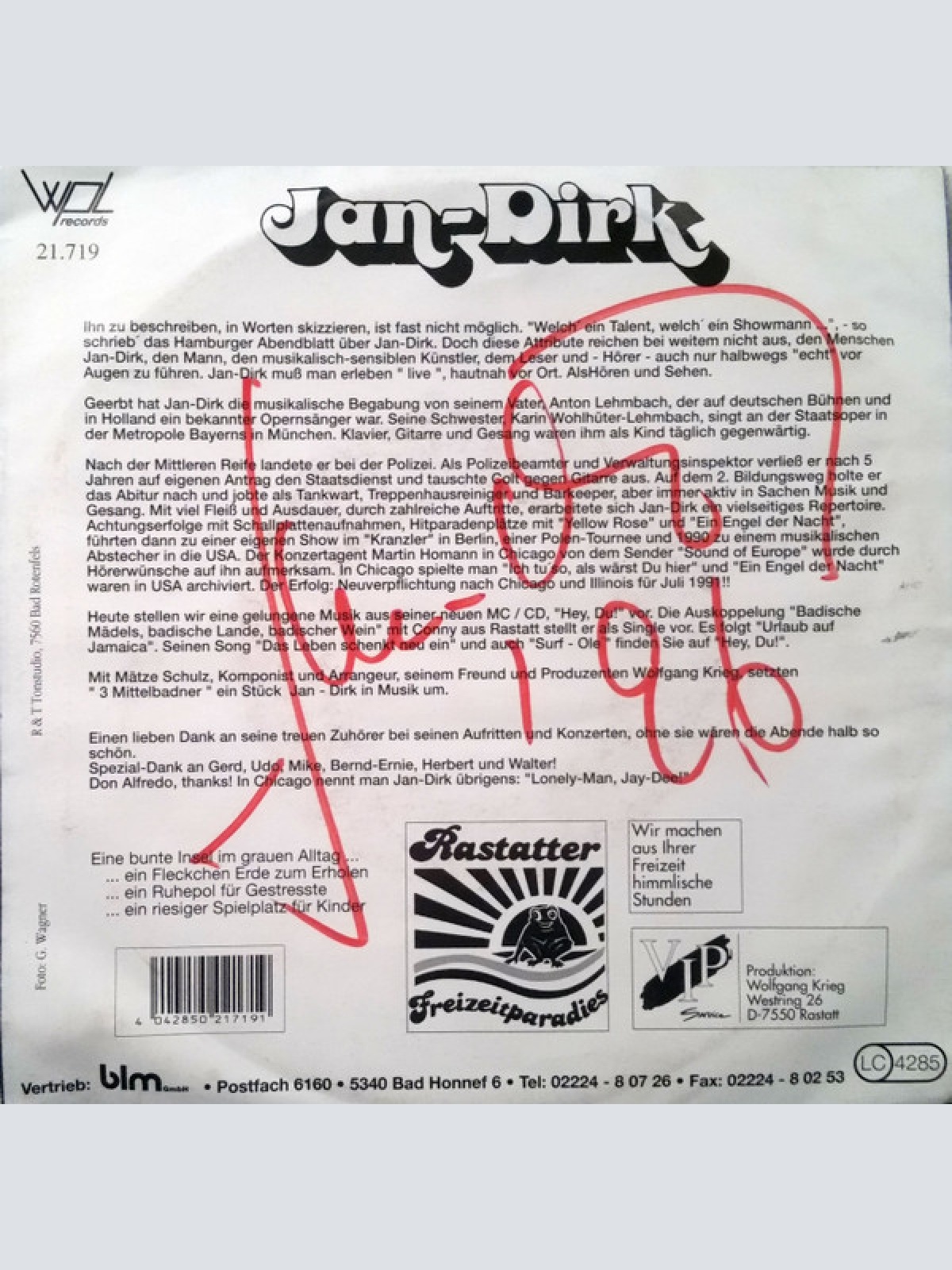 Vinyl / Jan-Dirk - Urlaub Auf Jamaica