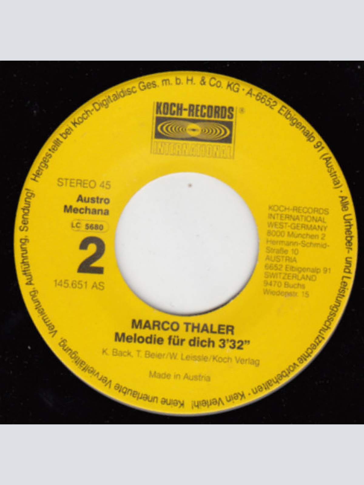 Vinyl / Marco Thaler - Herzen Im Wind