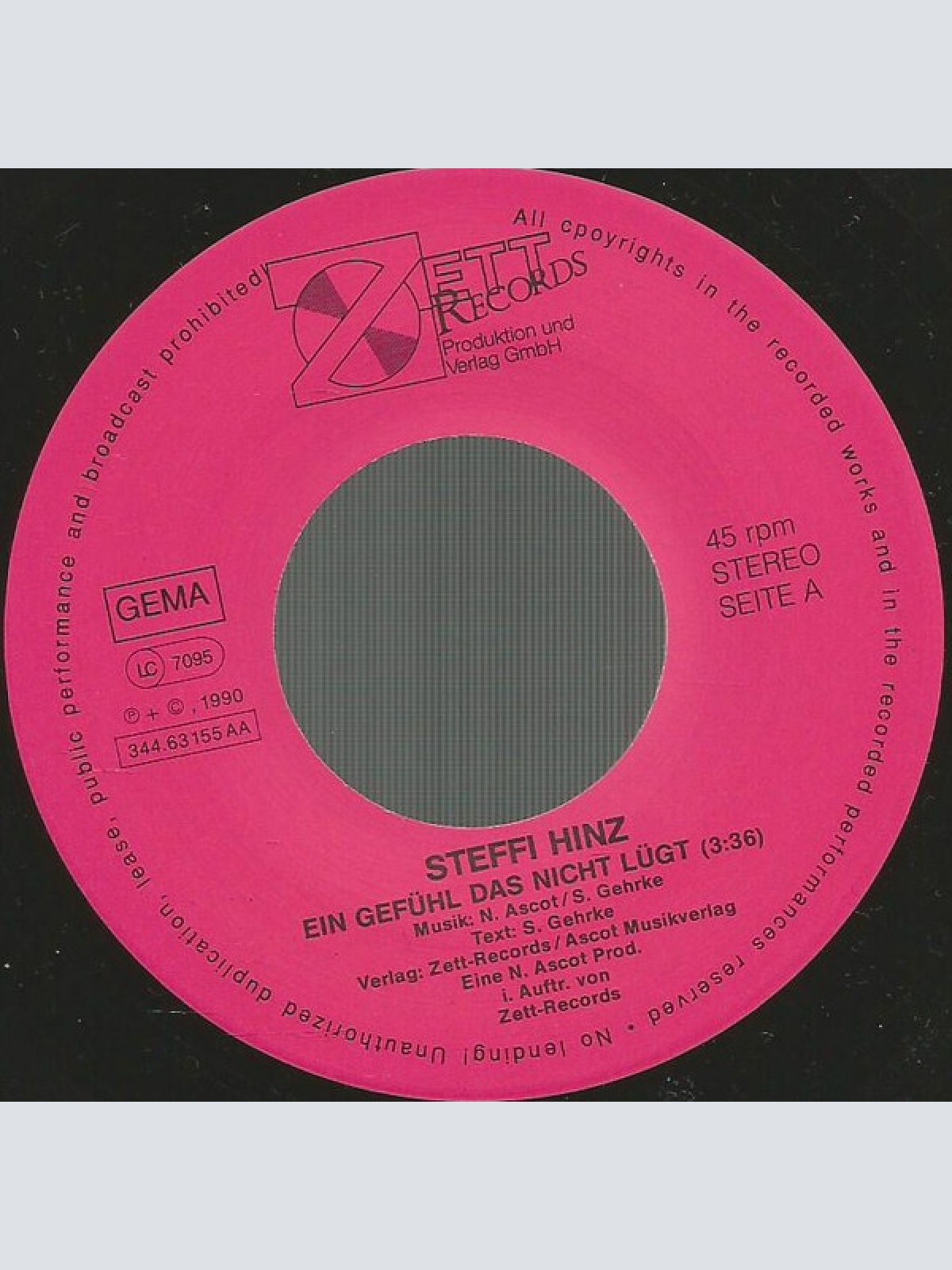 Vinyl / Steffi Hinz - Ein Gefühl Das Nicht Lügt