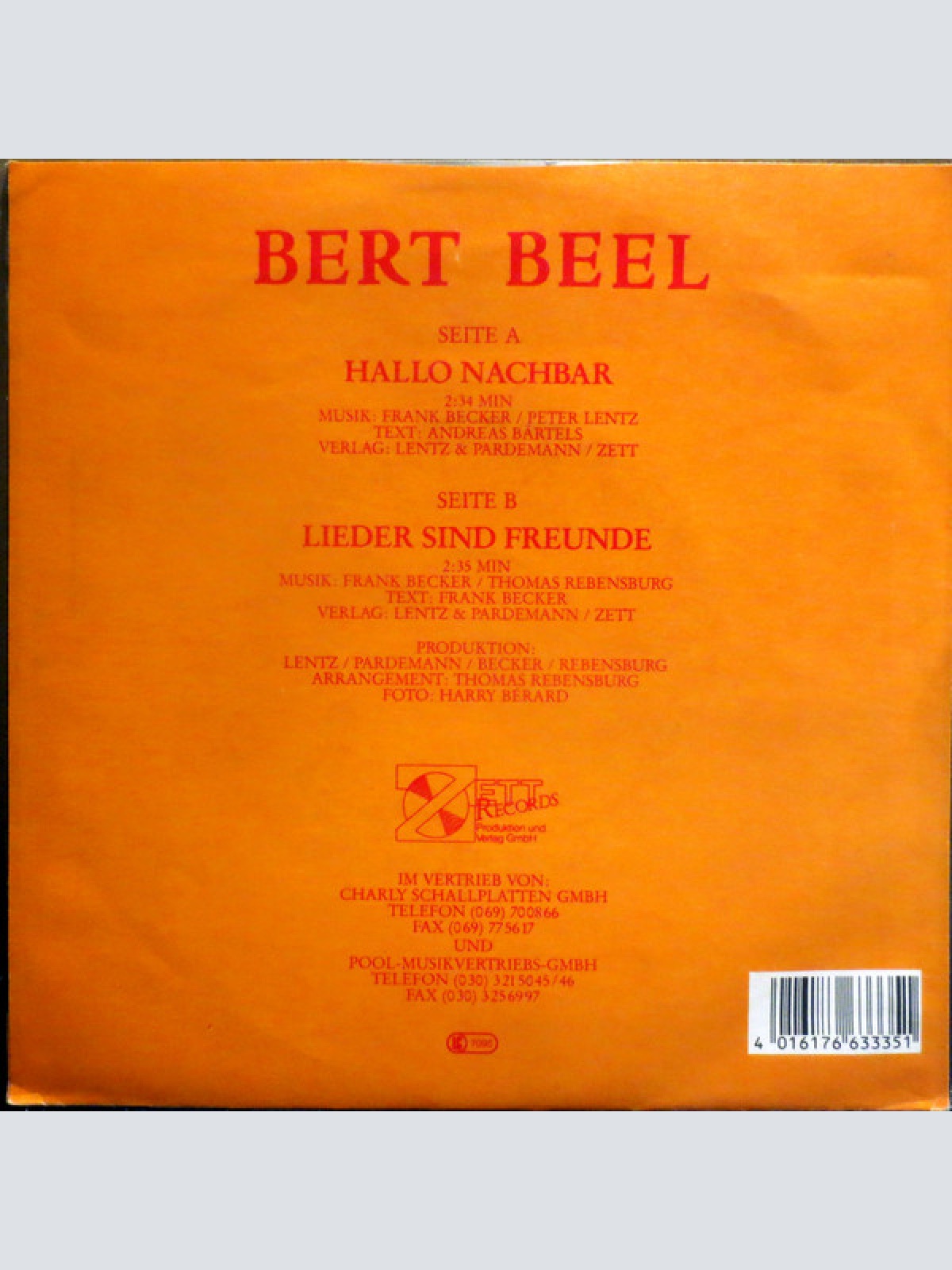 Vinyl / Bert Beel - Hallo Nachbar