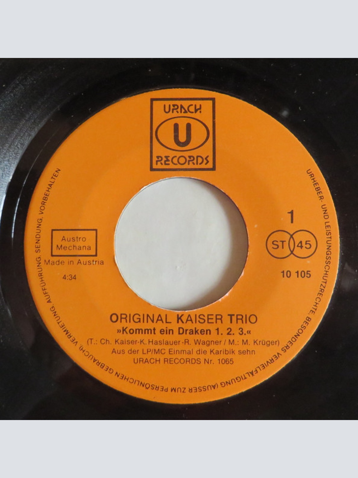 Vinyl / Original Kaiser Trio - Kommt Ein Draken 1.2.3. / Weil Du Bei Mir Bist