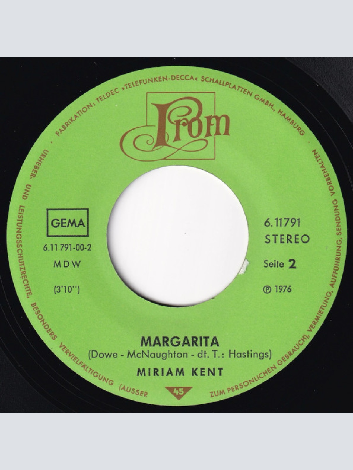 Vinyl / Miriam Kent - Barbados