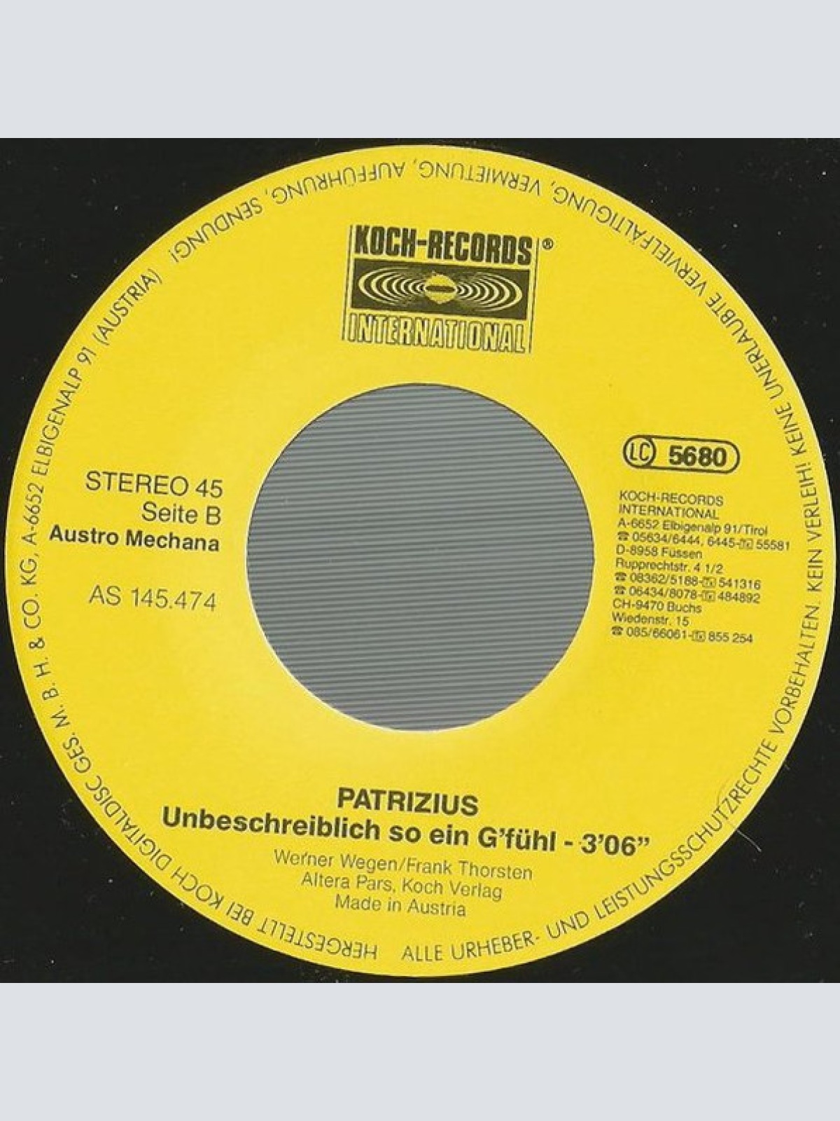 Vinyl / Patrizius - Immer Dieses Herzklopfen