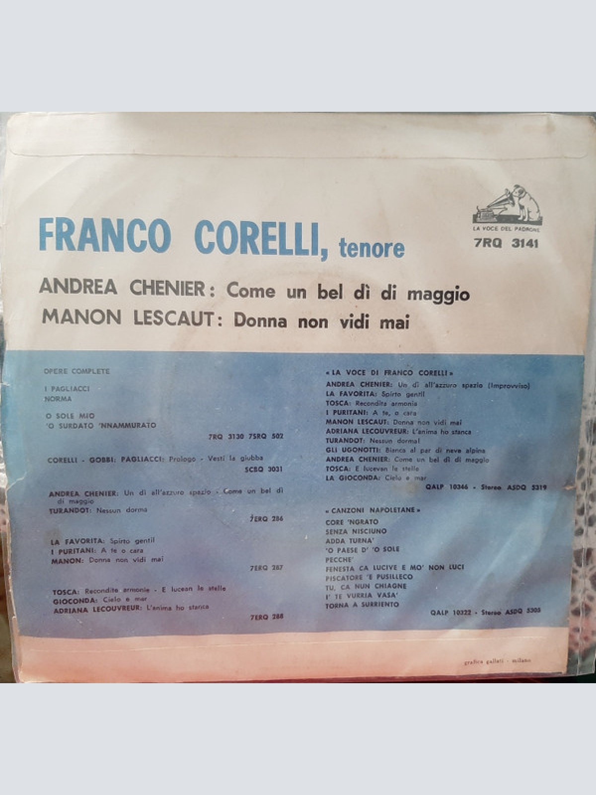 Vinyl / Franco Corelli - Andrea Chenier - Come Un Bel Dì Di Maggio / Manon Lescaut - Donna Non Vidi Mai