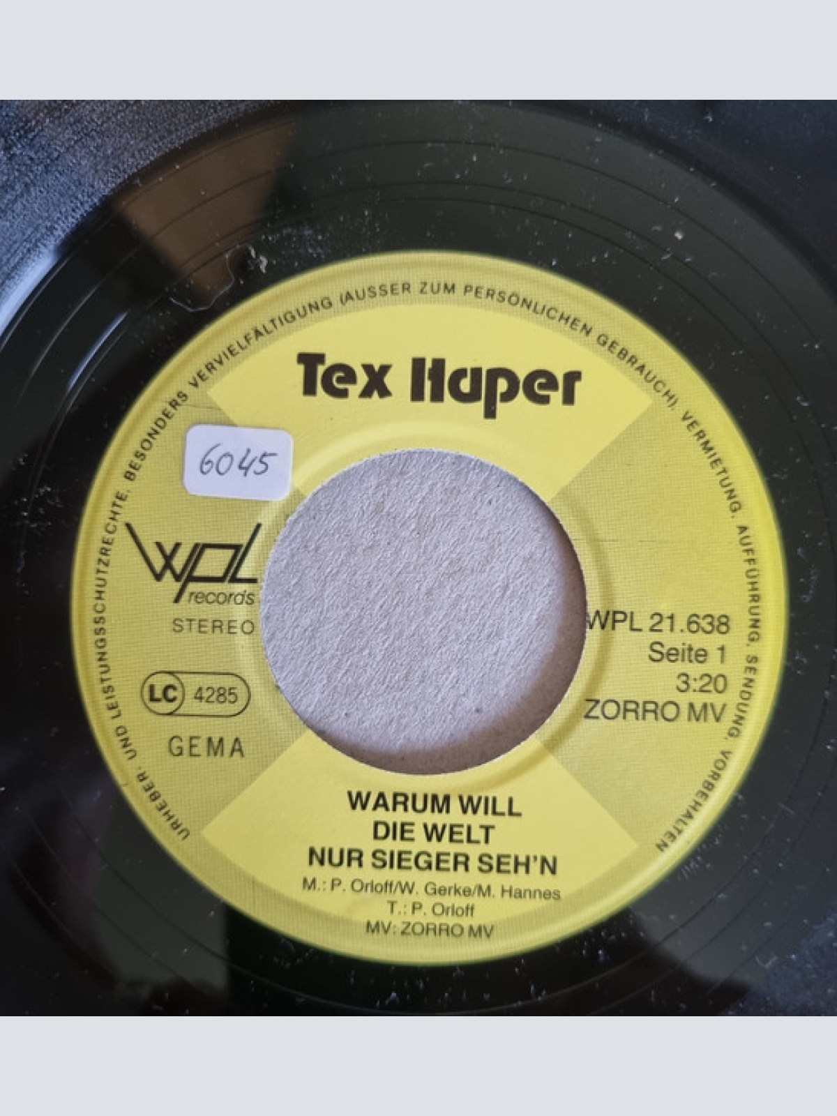 Vinyl / Tex Haper - Warum Will Die Welt Nur Sieger Seh'n / Hallo Freunde, Ich Bin Pleite