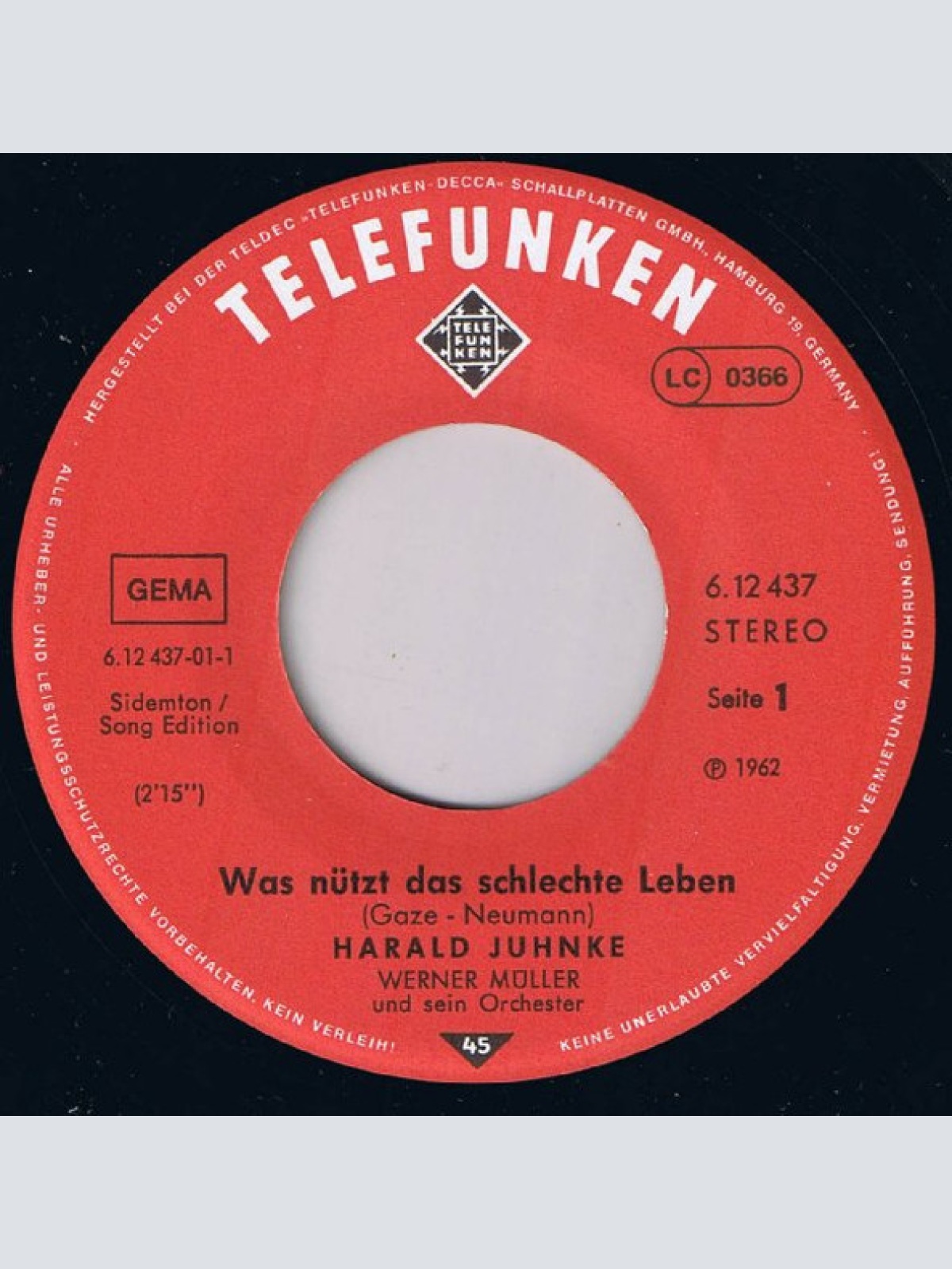 Vinyl / Harald Juhnke - Was Nützt Das Schlechte Leben