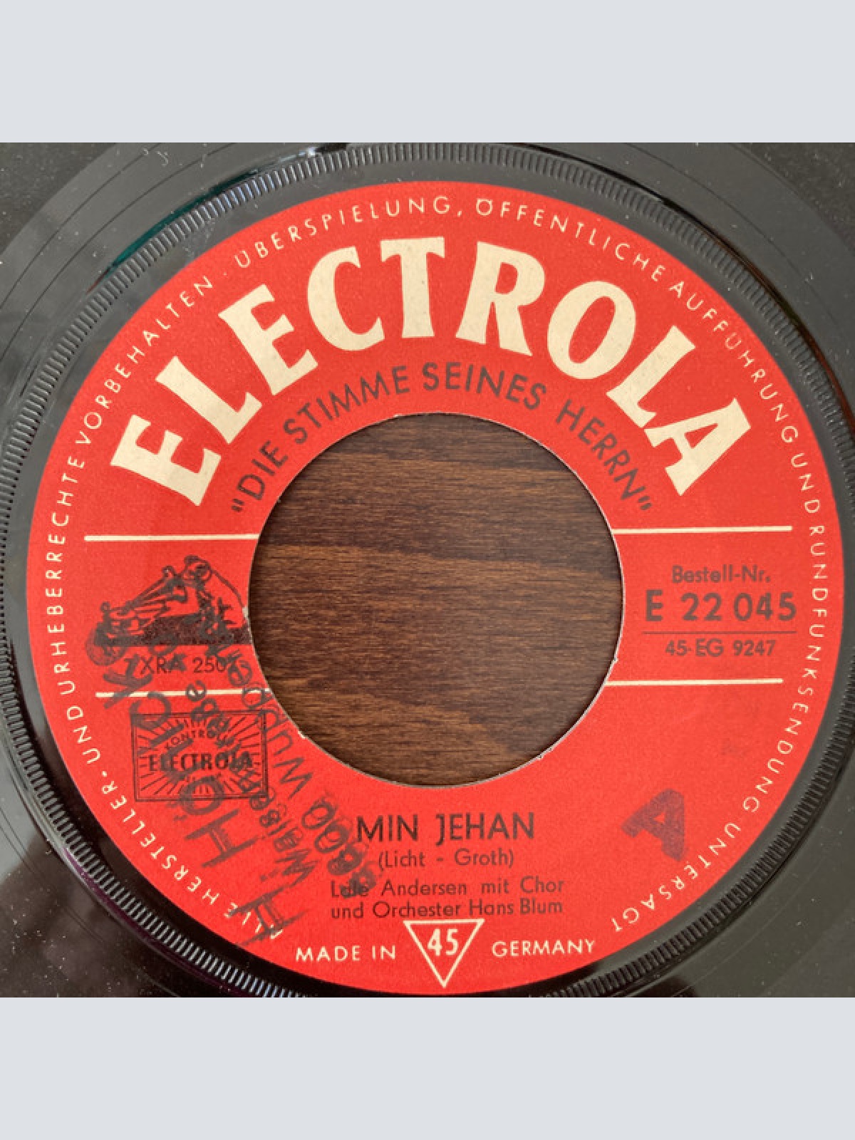 Vinyl / Lale Andersen - Min Jehan / Dat Du Min Leevsten Büst