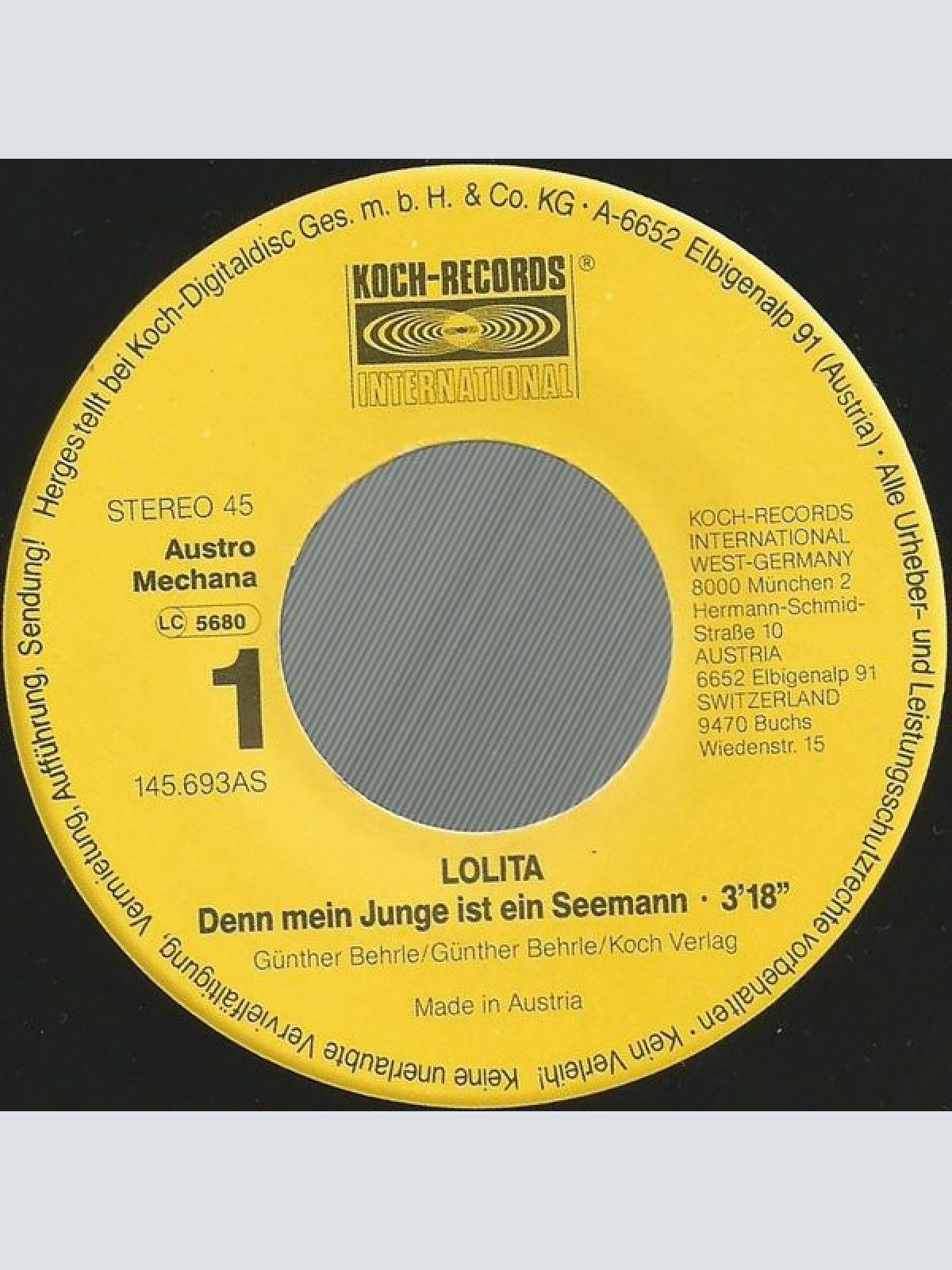 Vinyl / Lolita (3) - Denn Mein Junge Ist Ein Seemann