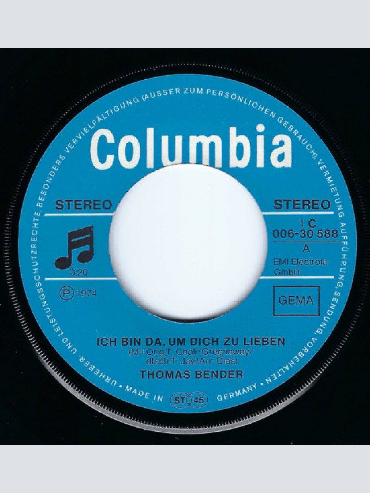 Vinyl / Thomas Bender (2) - Ich Bin Da, Um Dich Zu Lieben