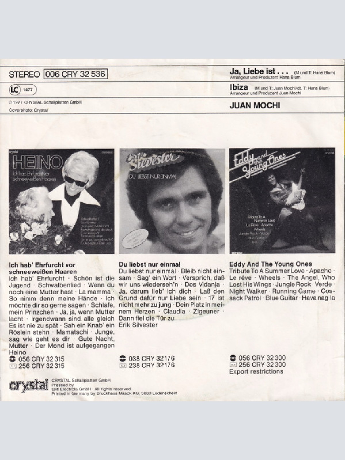 Vinyl / Juan Mochi* - Ja, Liebe ist ...