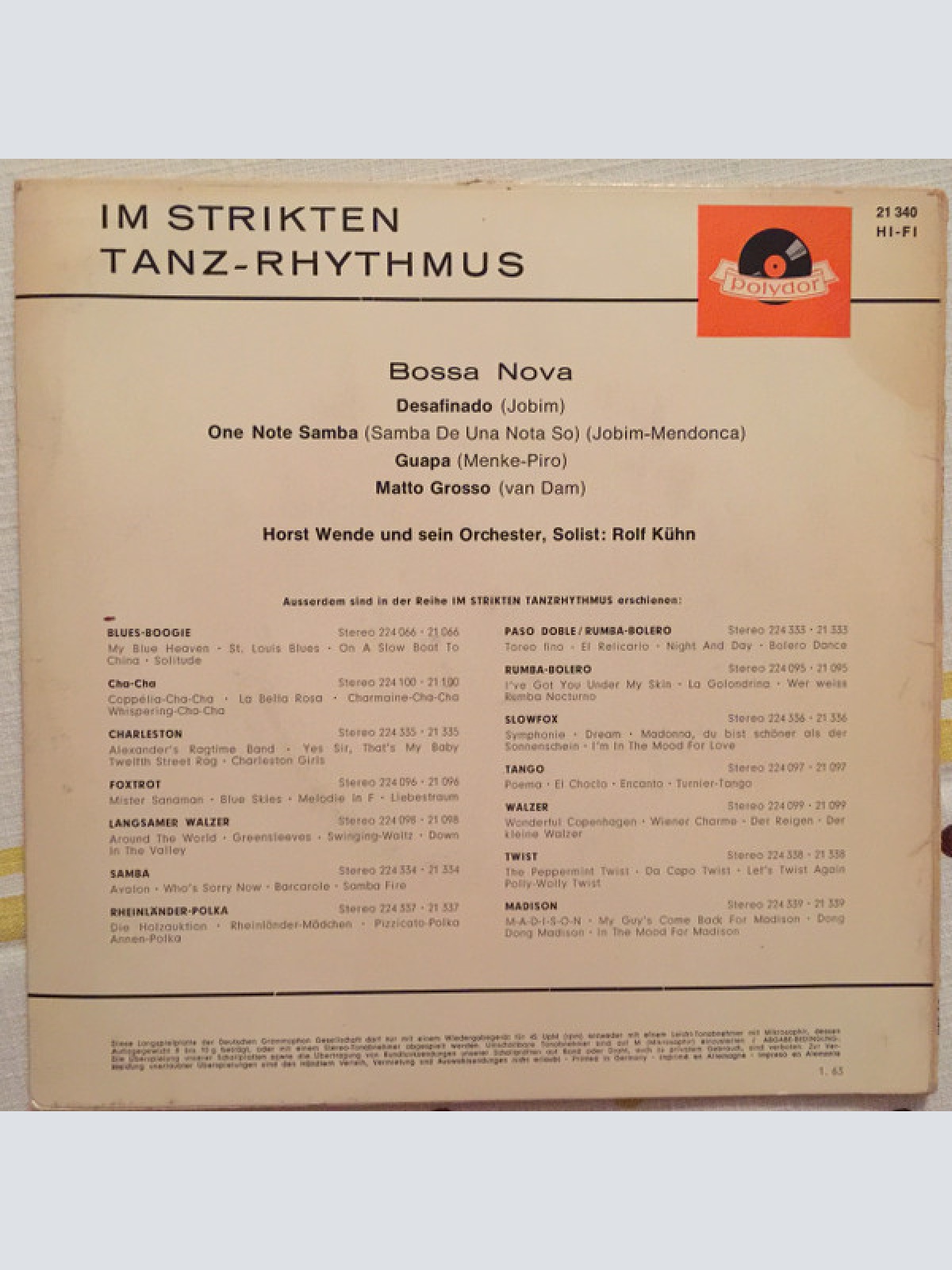 Vinyl / Horst Wende Und Sein Orchester* , Solist: Rolf Kühn - Im Strikten Tanz-Rhythmus - Bossa Nova