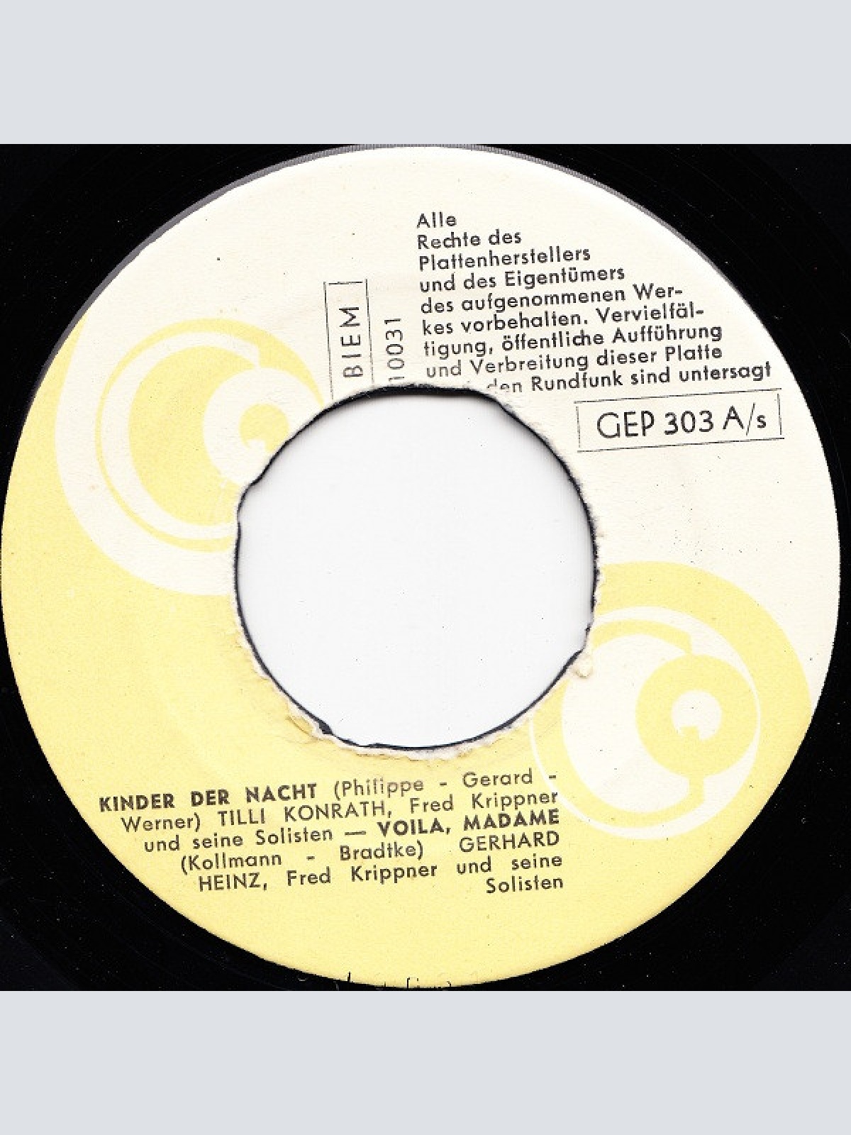 Vinyl / Tilli Konrath / Gerhard Heinz / Ilse Gabriel - Kinder Der Nacht / Voila, Madame / Jolie Jacqueline / Der Student Von Paris