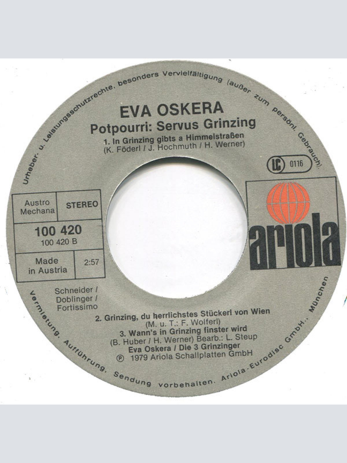 Vinyl / Eva Oskera - Die Nächste Gipfelkonferenz Müßte In Grinzing Sein