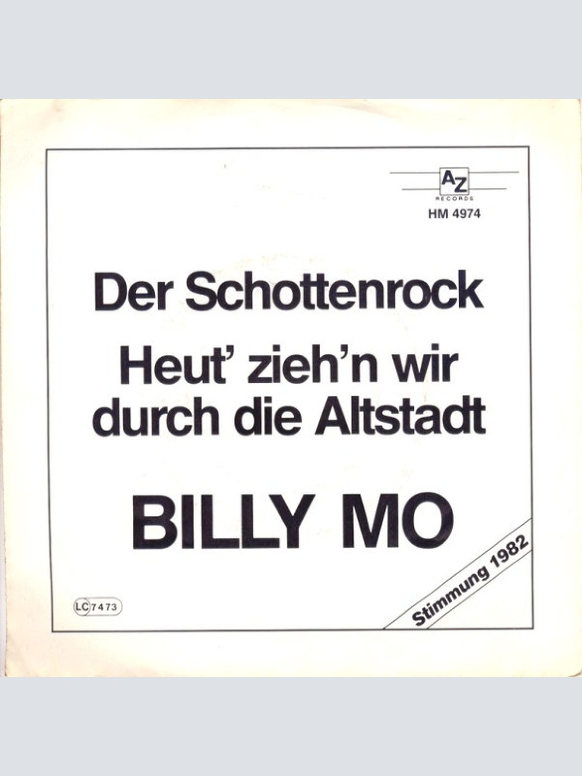 Vinyl / Billy Mo - Heut' Zieh'n Wir Durch Die Altstadt