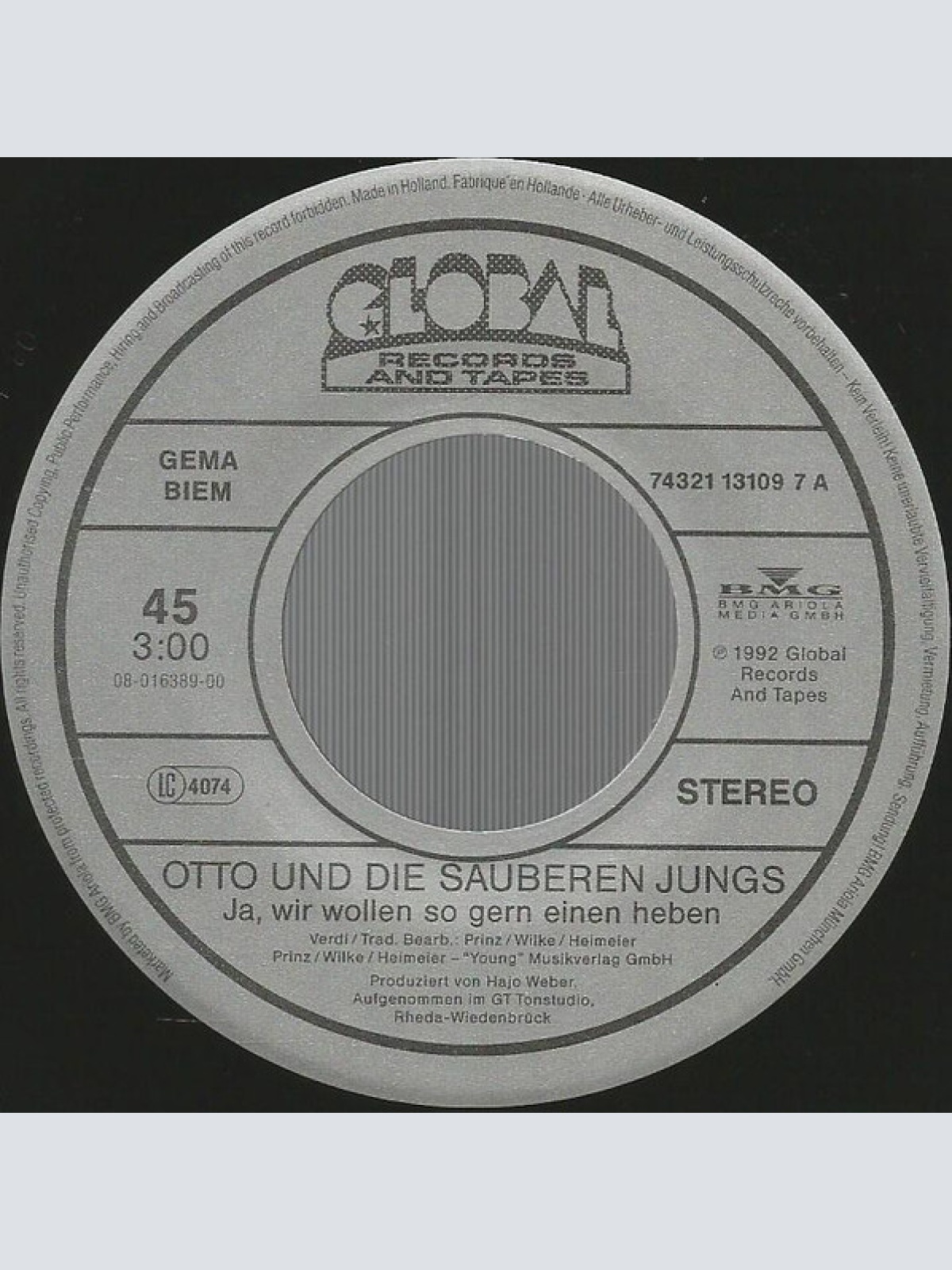 Vinyl / Otto Und Die Sauberen Jungs - Ja, Wir Wollen So Gern Einen Heben