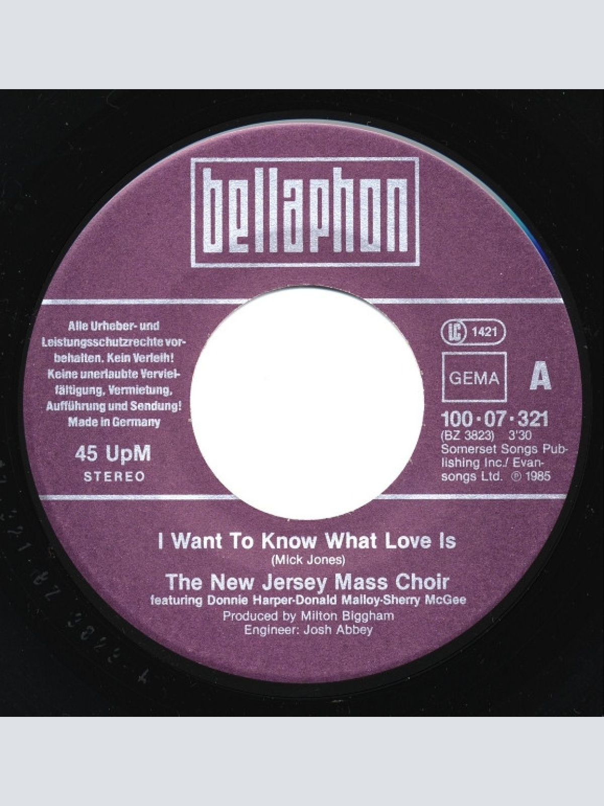 Vinyl / New Jersey Mass Choir* - I Want To Know What Love Is