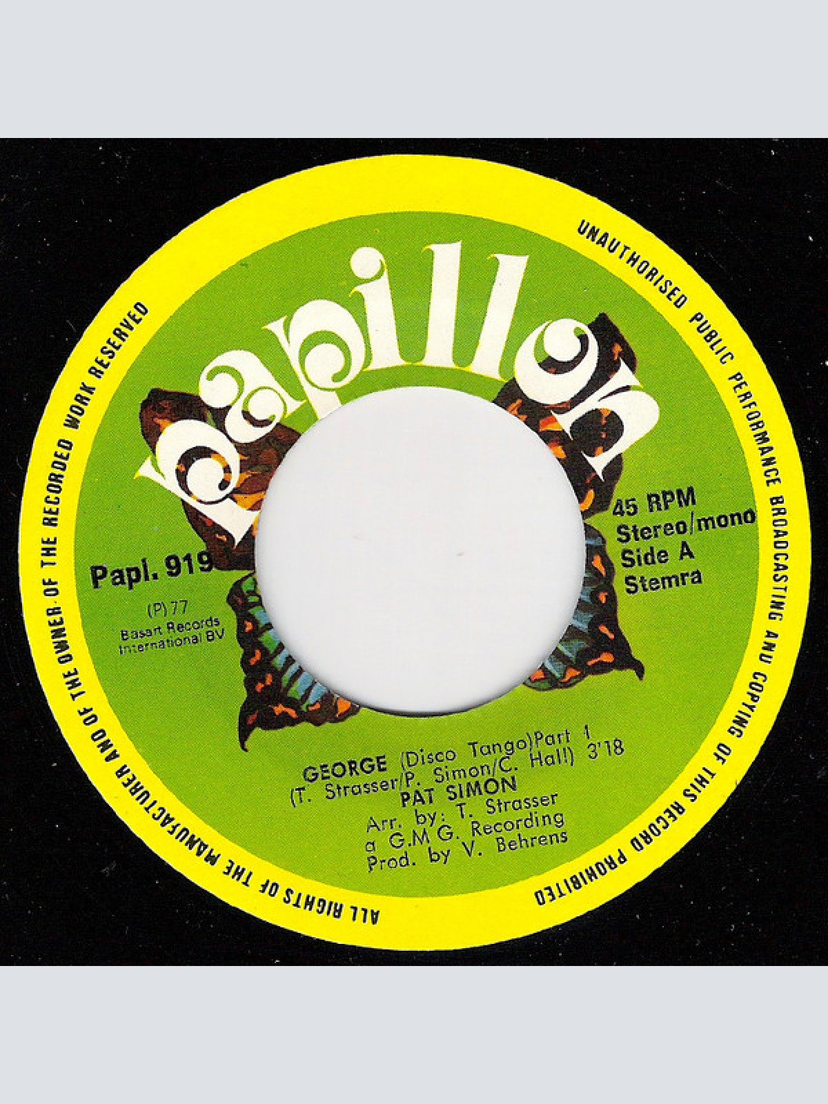 Vinyl / Pat Simon - George Disco Tango Part I + II