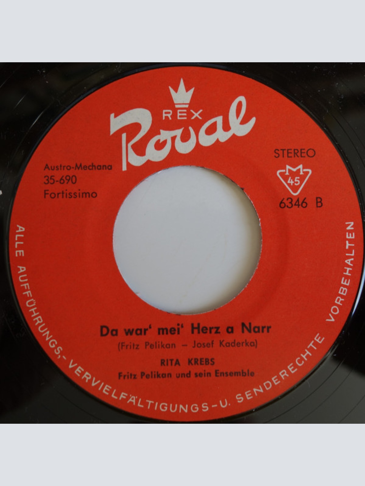 Vinyl / Rita Krebs - In der Spiegelgass'n / Da war' mei' Herz a Narr