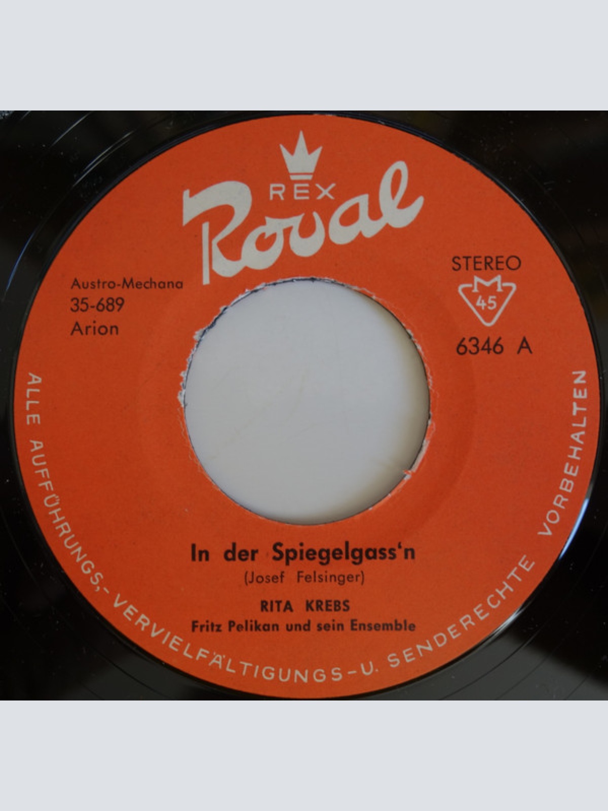 Vinyl / Rita Krebs - In der Spiegelgass'n / Da war' mei' Herz a Narr