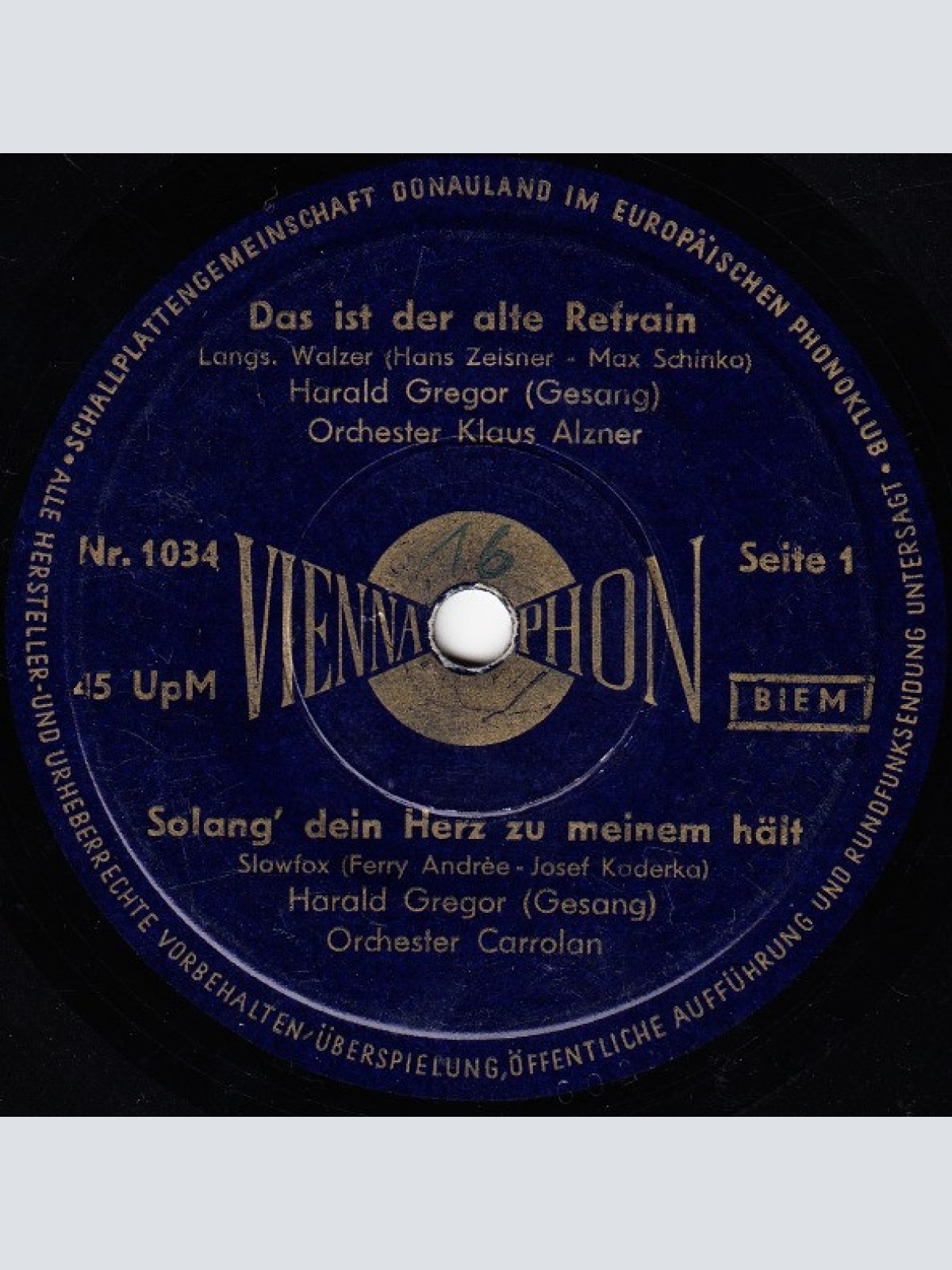 Vinyl / Harald Gregor / Margrit Sörensen - Das Ist Der Alte Refrain / Solang' Dein Herz Zu Meinem Hält / Papa Marcellino / Tiritomba