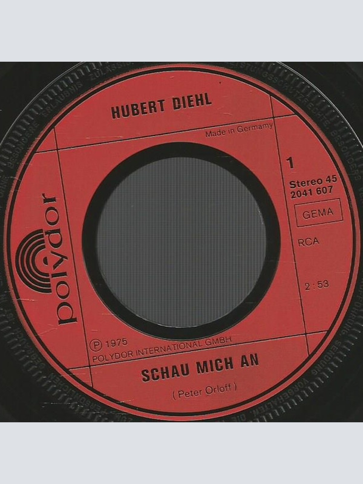 Vinyl / Hubert Diehl - Schau Mich An / Das Tut So Gut