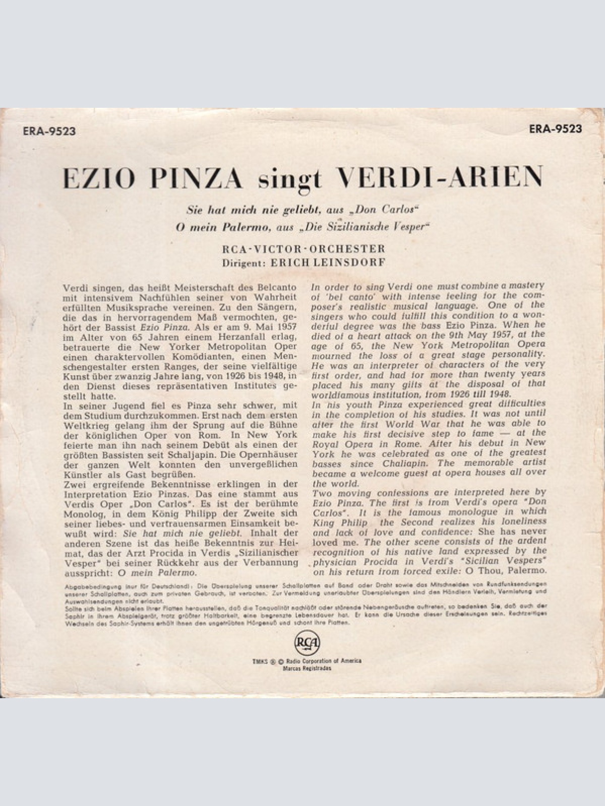 Vinyl / Ezio Pinza - Ezio Pinza Singt Verdi-Arien