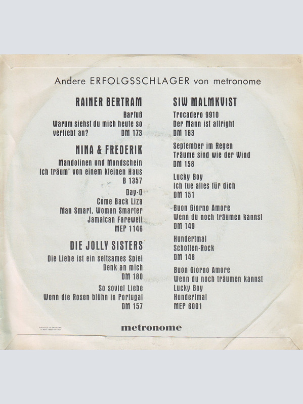 Vinyl / Siw Malmkvist - So Wie Es Damals War