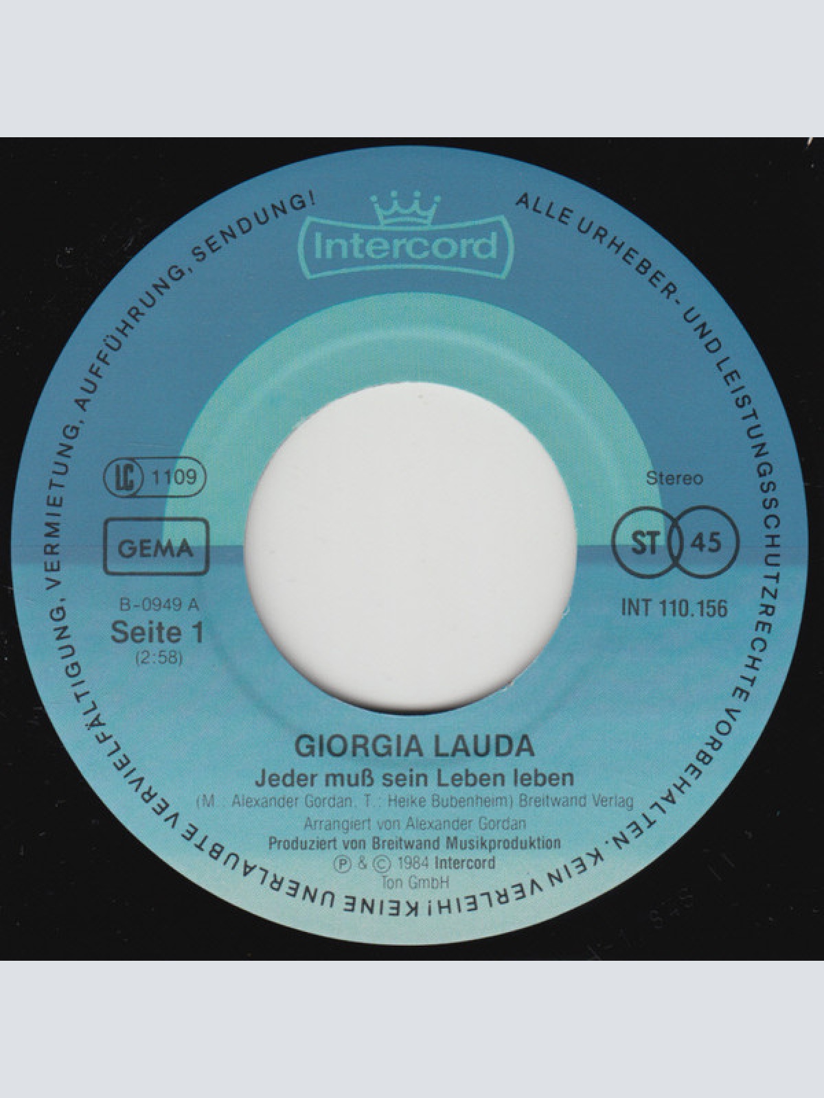 Vinyl / Giorgia Lauda - Jeder Muß Sein Leben Leben