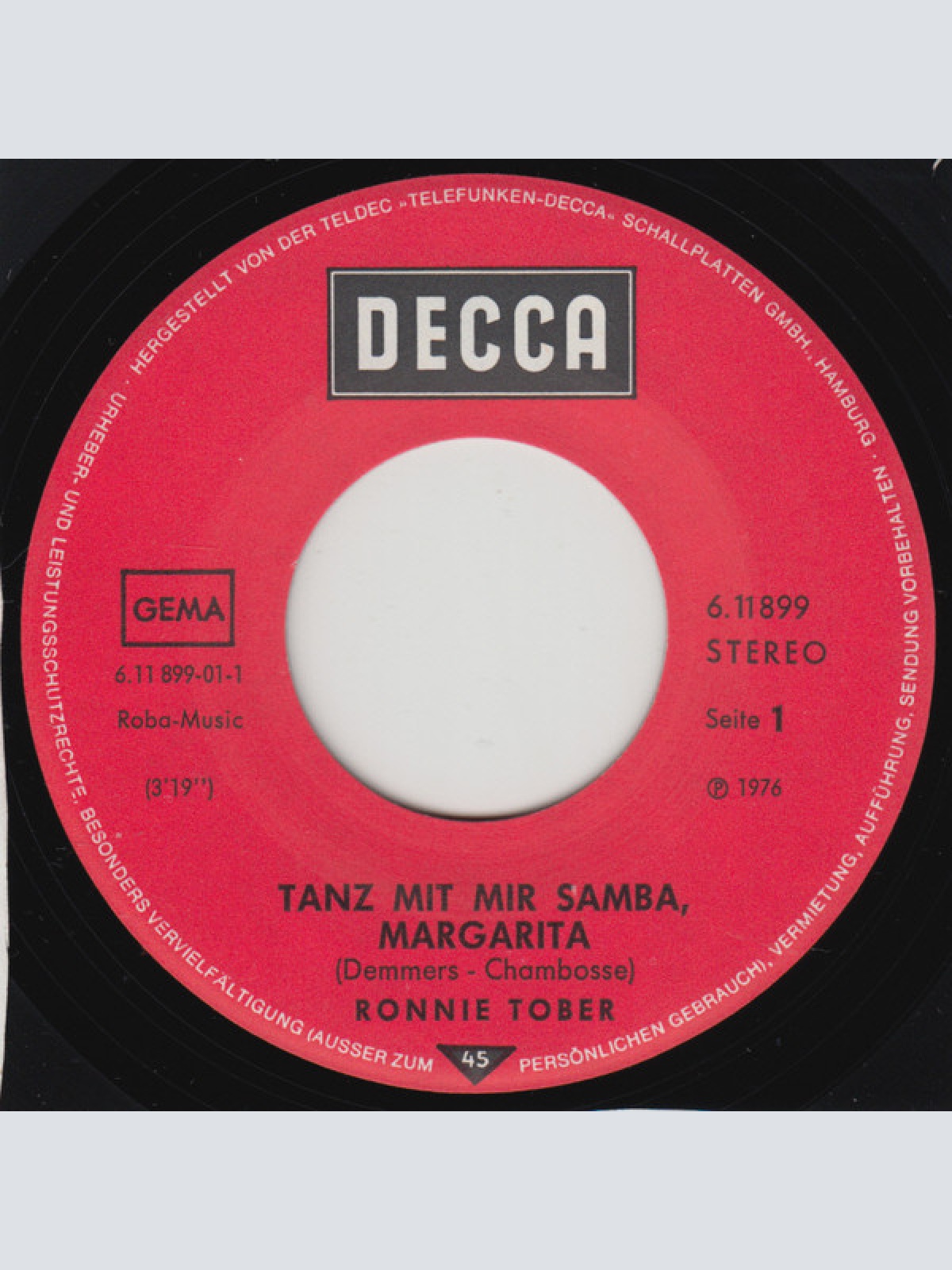 Vinyl / Ronnie Tober - Tanz Mit Mir Samba, Margarita