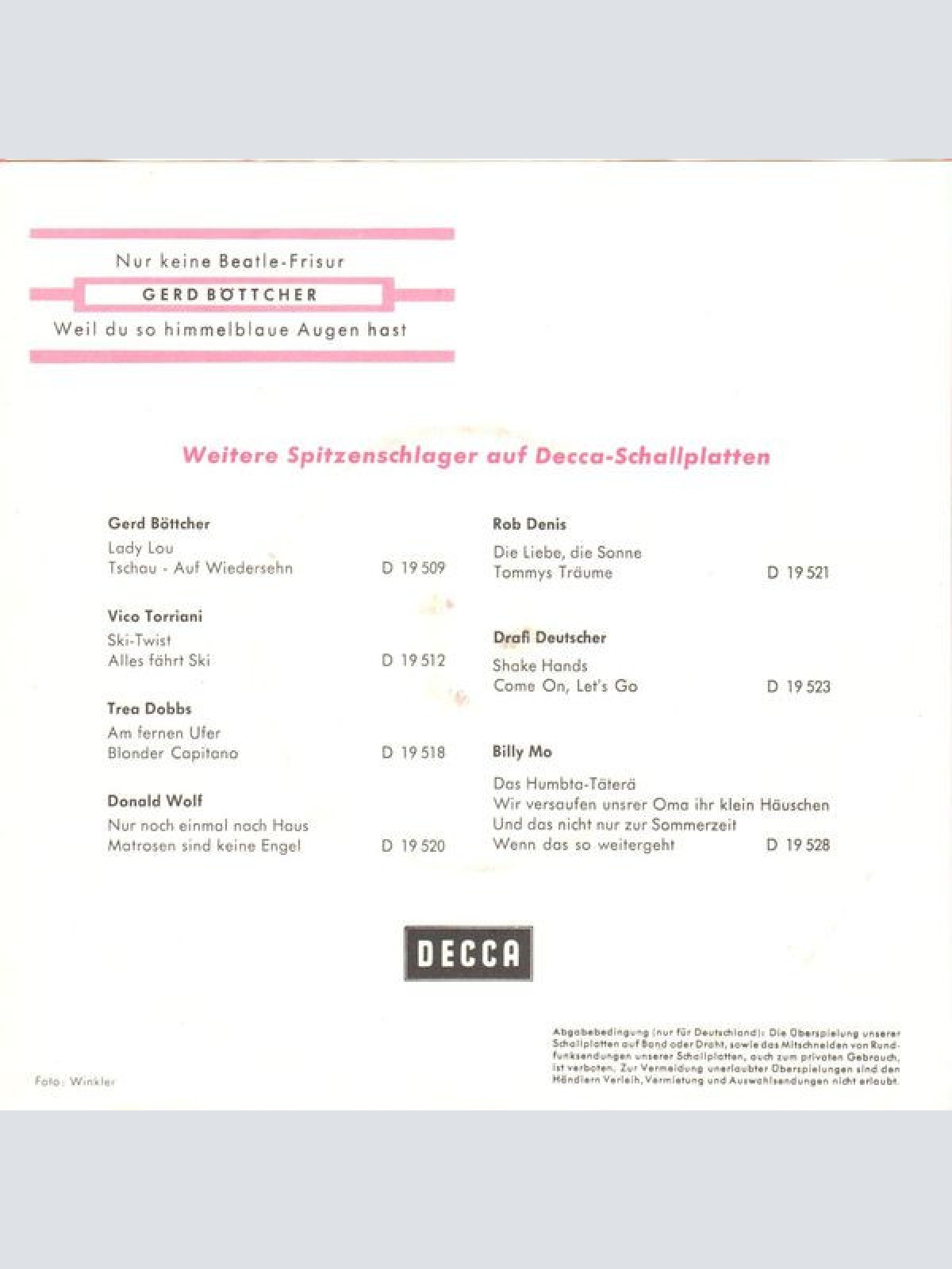 Vinyl / Gerd Böttcher - Nur Keine Beatle-Frisur