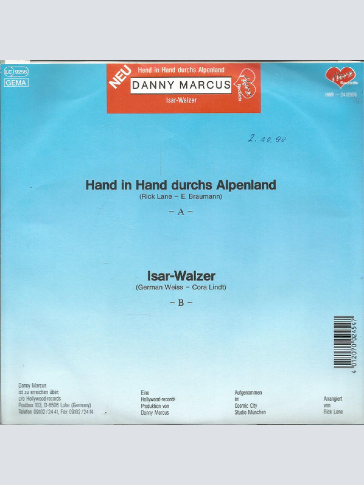 Vinyl / Danny Marcus - Hand In Hand Durchs Alpenland