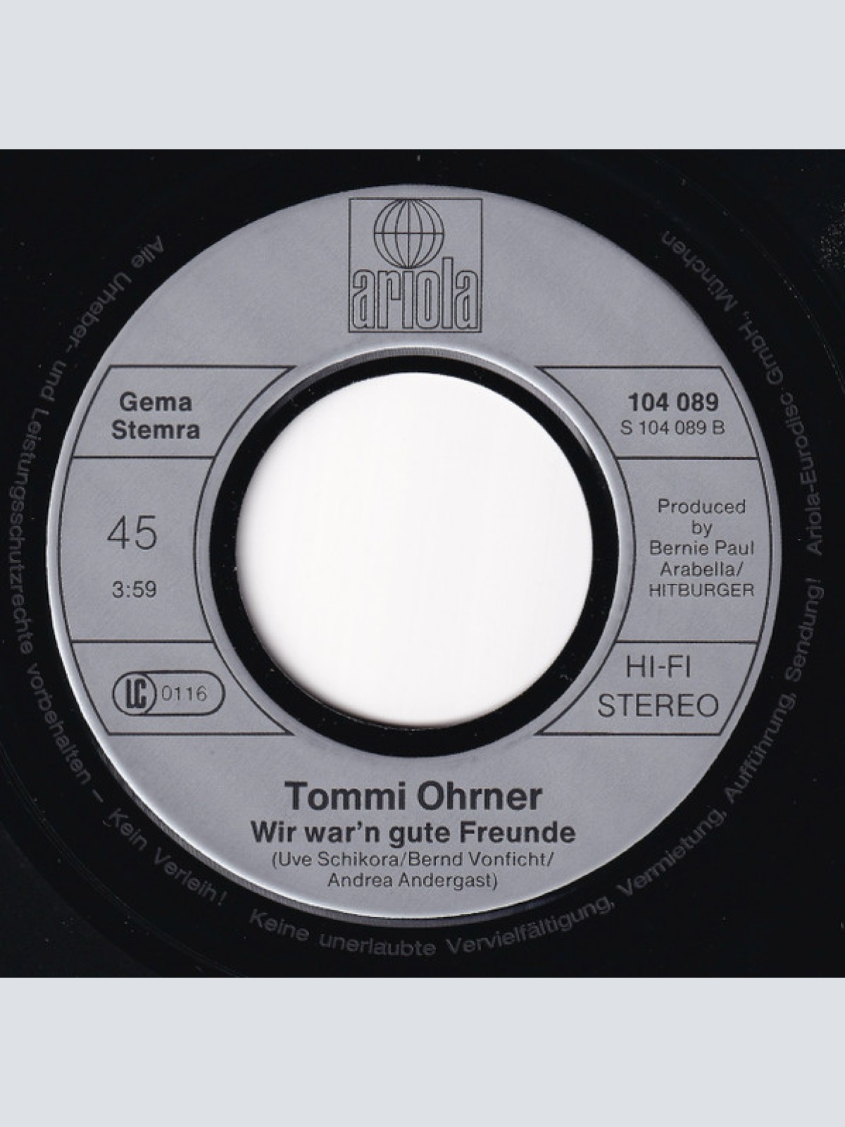 Vinyl / Tommi Ohrner - Frag' Nicht So Dumm