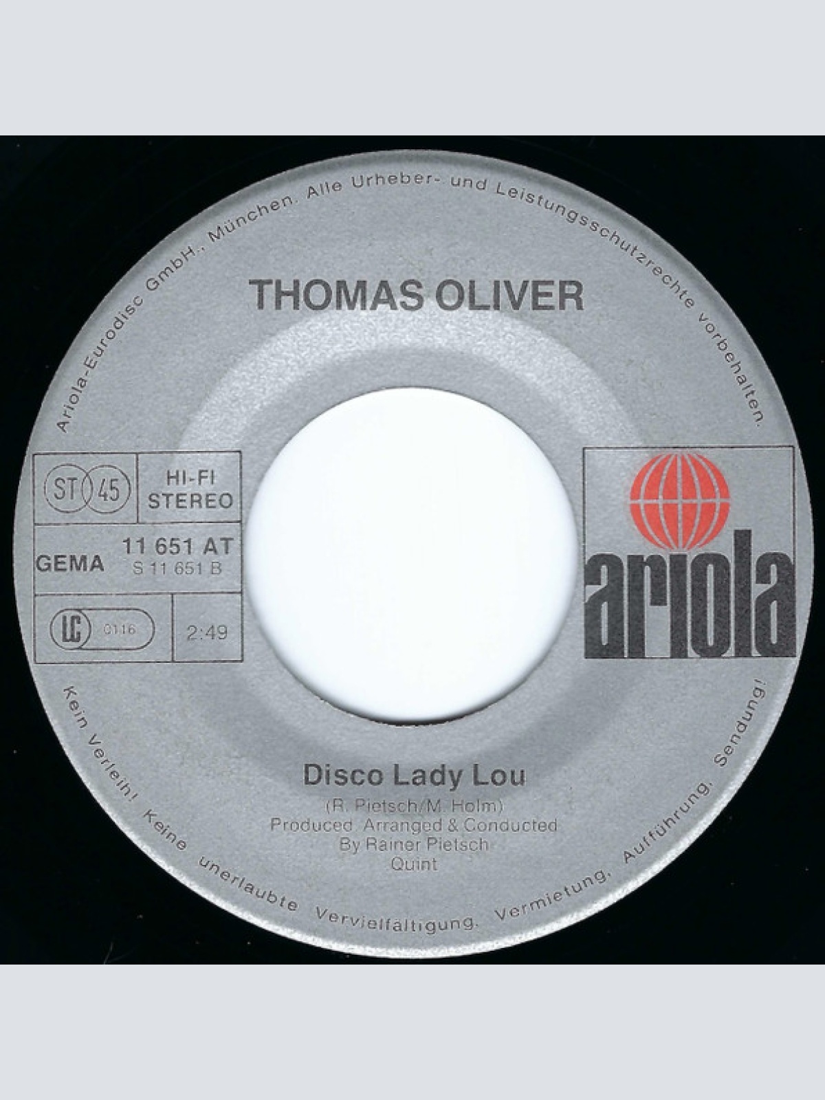 Vinyl / Thomas Oliver (3) - Wenn Dein Girl Mit Einem Andern Geht