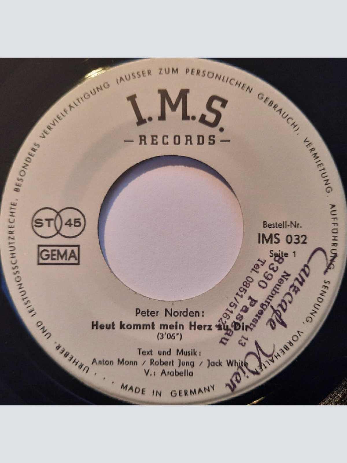 Vinyl / Peter Norden - Heut Kommt Mein Herz Zu Dir / Deck Den Tisch Für Die Liebe (Trinity Stand Tall)