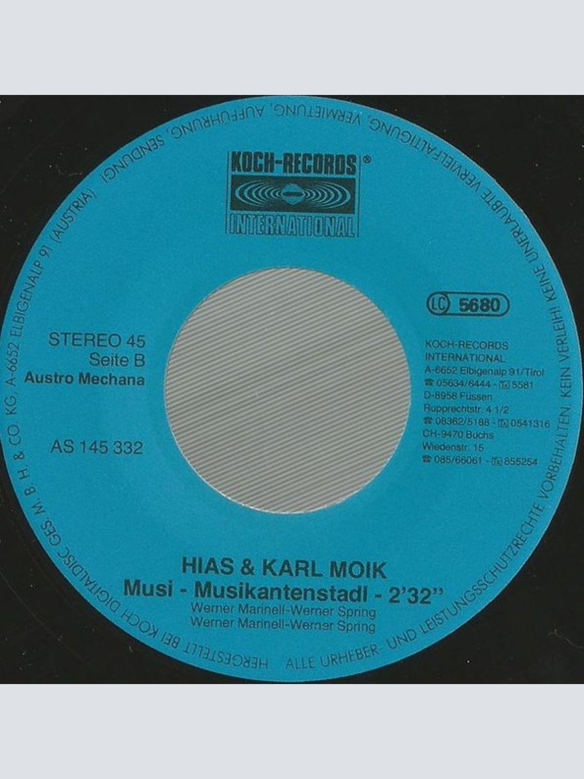 Vinyl / Hias & Karl Moik - Lausbuam San' Ma