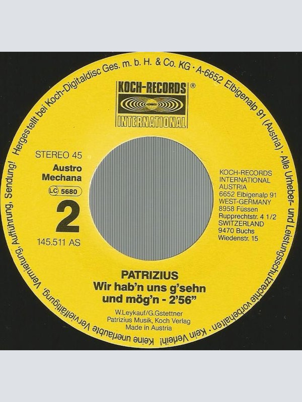 Vinyl / Patrizius - Wir Jodeln Auf Dem Popocatepetl